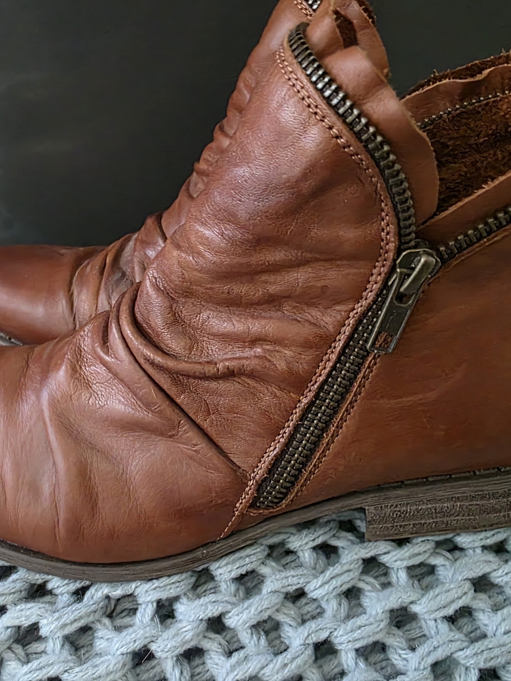 Miz Mooz Brown Luna Leather Zip Ankle Boots 8.5